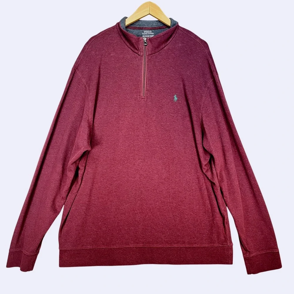 Polo Ralph‎ Lauren Maroon Quarter Zip Pullover Sweatshirt XXL